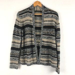Fylo Women's Size Small Black Brown Grey Open Front Knit Sequin Cardigan Sweater